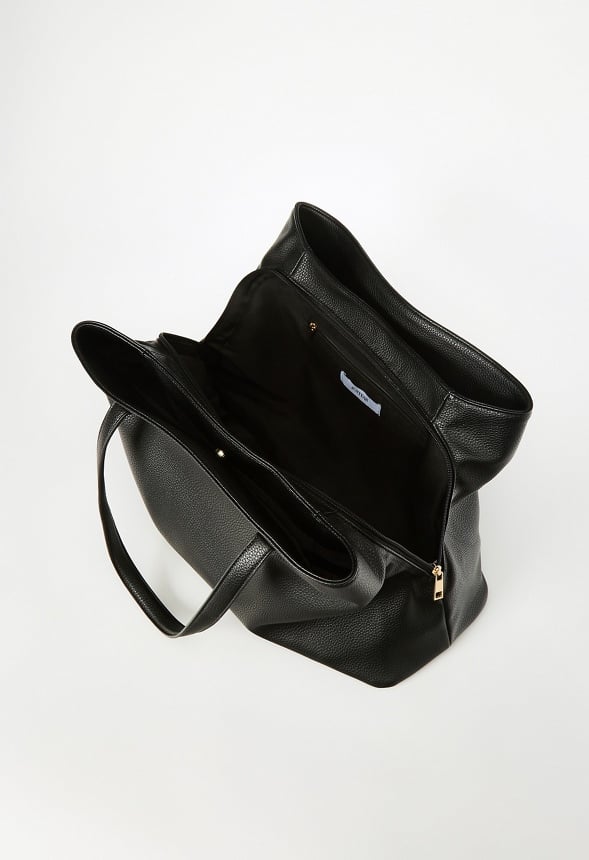 Triple Compartment Satchel Black