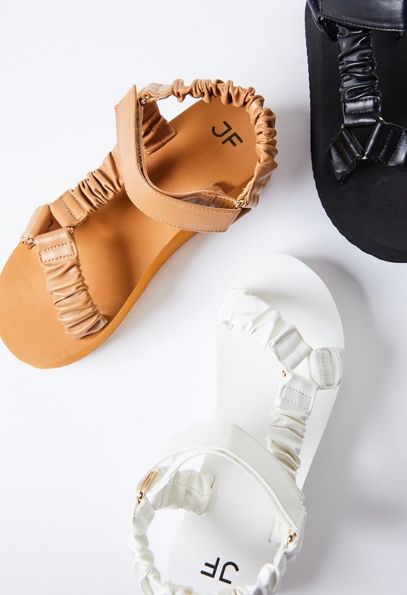 Taneisa Rouched Strap Wedge Light Camel