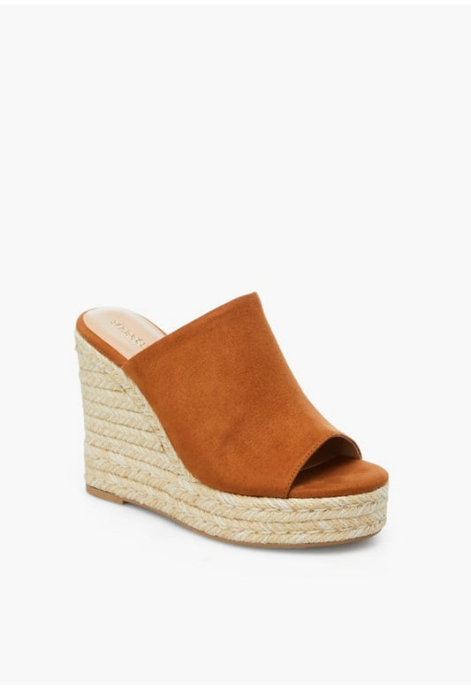 Anaya Mule Wedge Sandal Camel