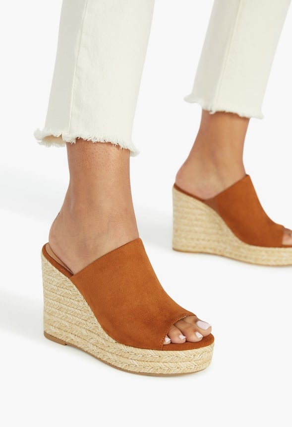 Anaya Mule Wedge Sandal Camel