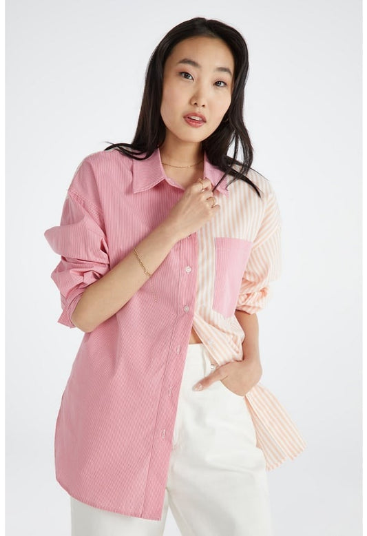 Boyfriend Button Down Shirt Chateau Rose/ Peach Nectar